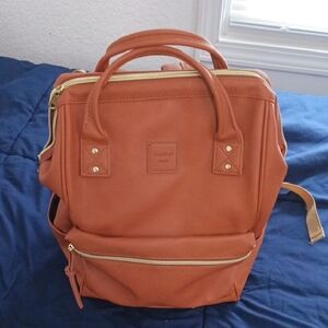 Elegant Tan Backpack with Gold Details  Kah$Kee Nwot